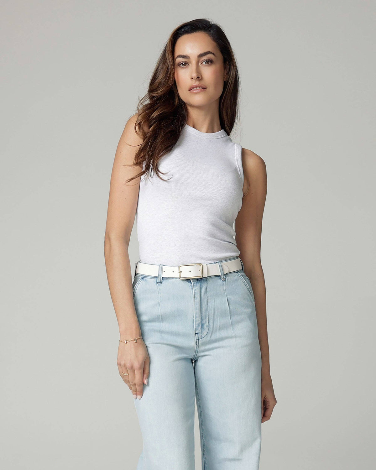 Nora | Italian Leather Belt with Rectangular Buckle