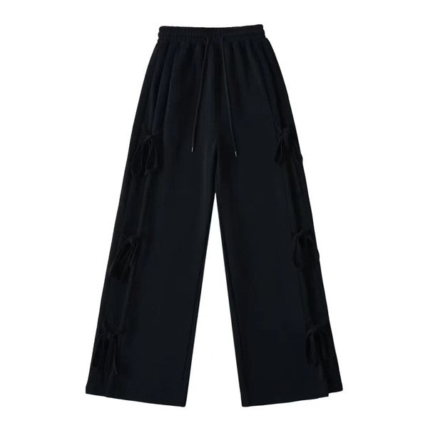Side tie ribbon bows sweat pants