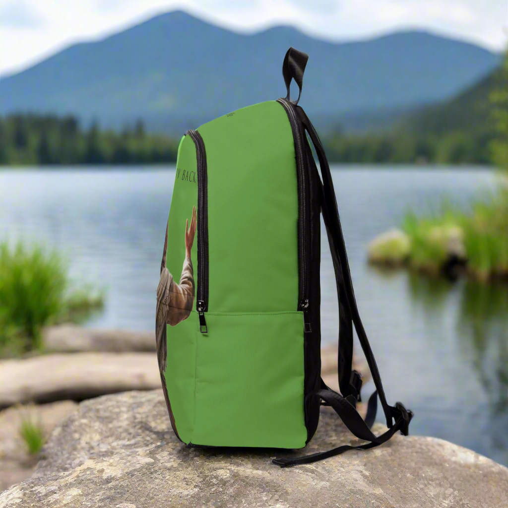 "Jesus Has My Back" Christian Backpack (Choose Green Shade)