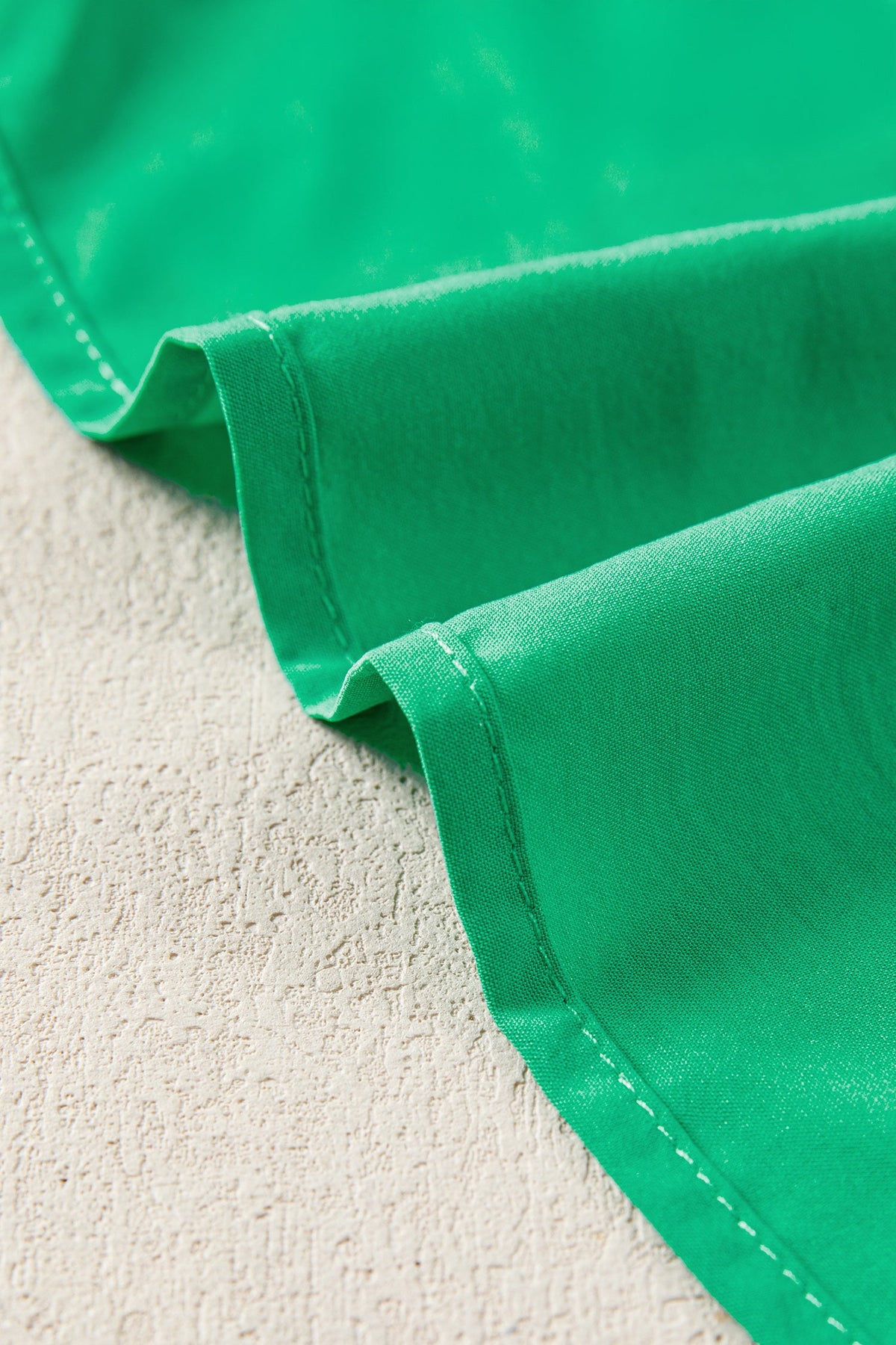 Bright Green Solid Color V Neck Short Puff Sleeve High Waist Tiered Maxi Dress