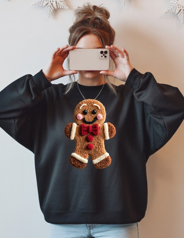 Crochet Latch Hook Gingerbread Graphic Sweatshirt
