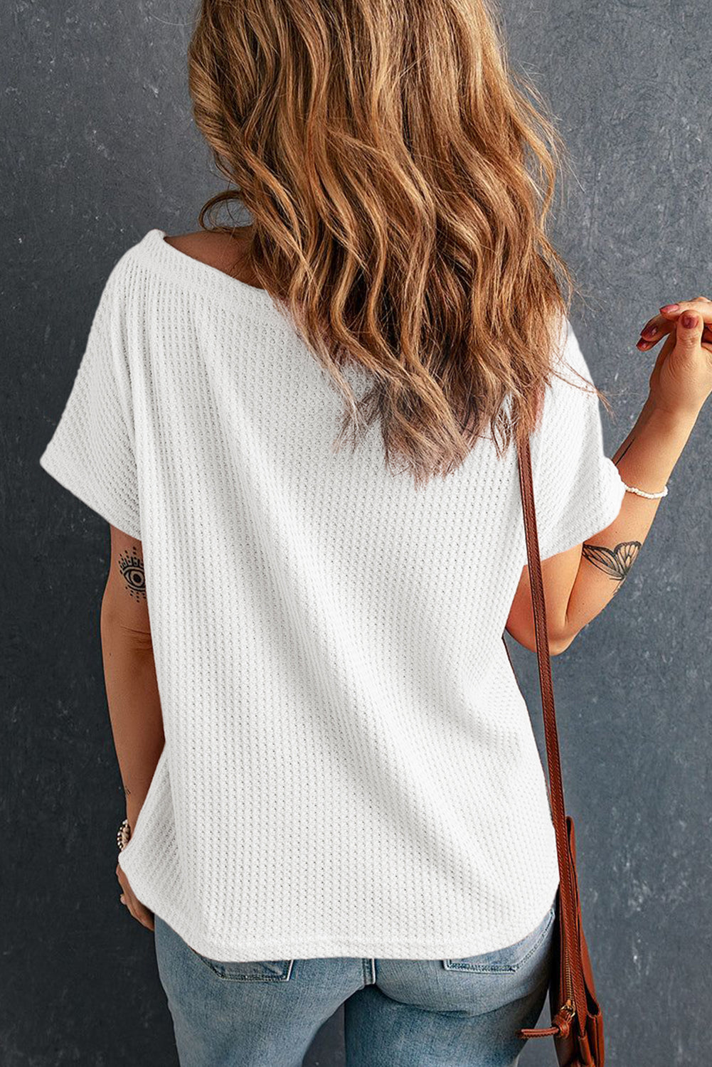 Mist Green Waffle Knit Boat Neck Short Sleeve Top