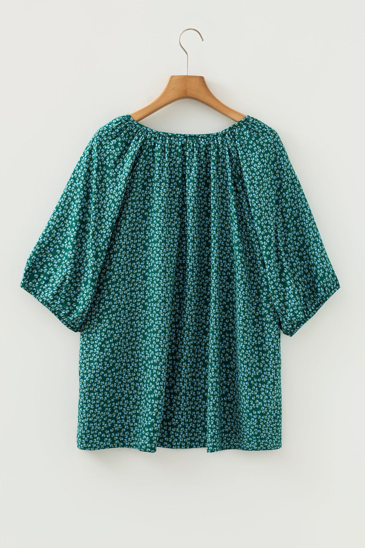 Yellow Boho Chic Notched V Neck Plus Floral Short Sleeve Top