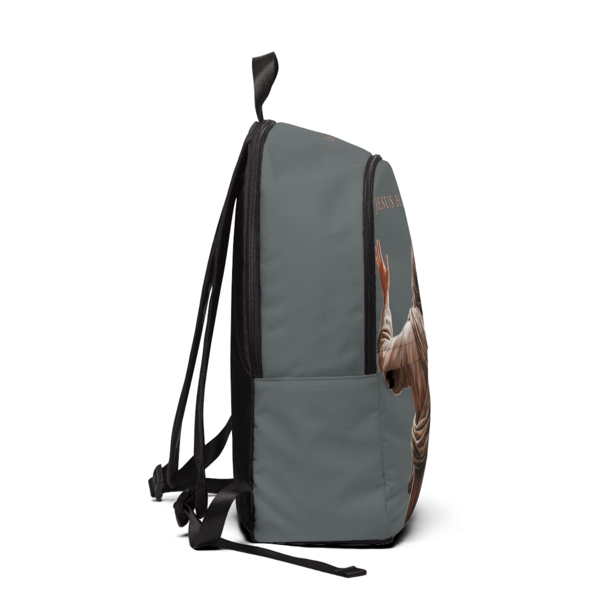 "Jesus Has My Back" Graphic design Christian Backpack (Choose Grey Shade)