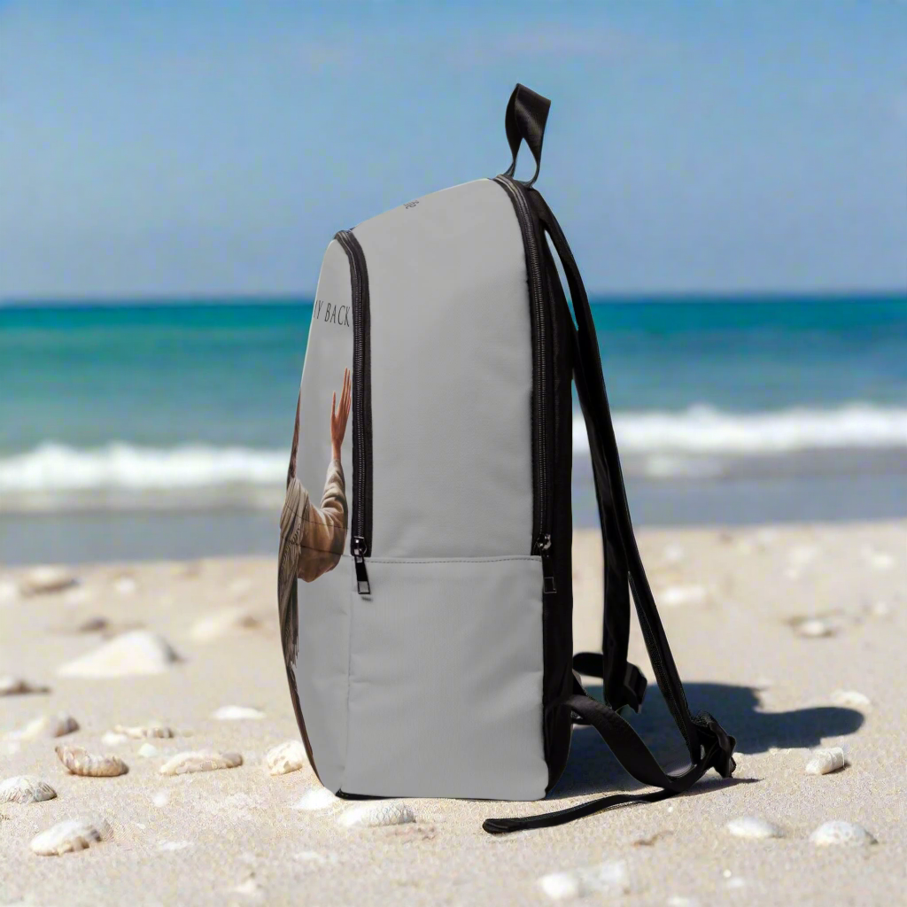 "Jesus Has My Back" Graphic design Christian Backpack (Choose Grey Shade)