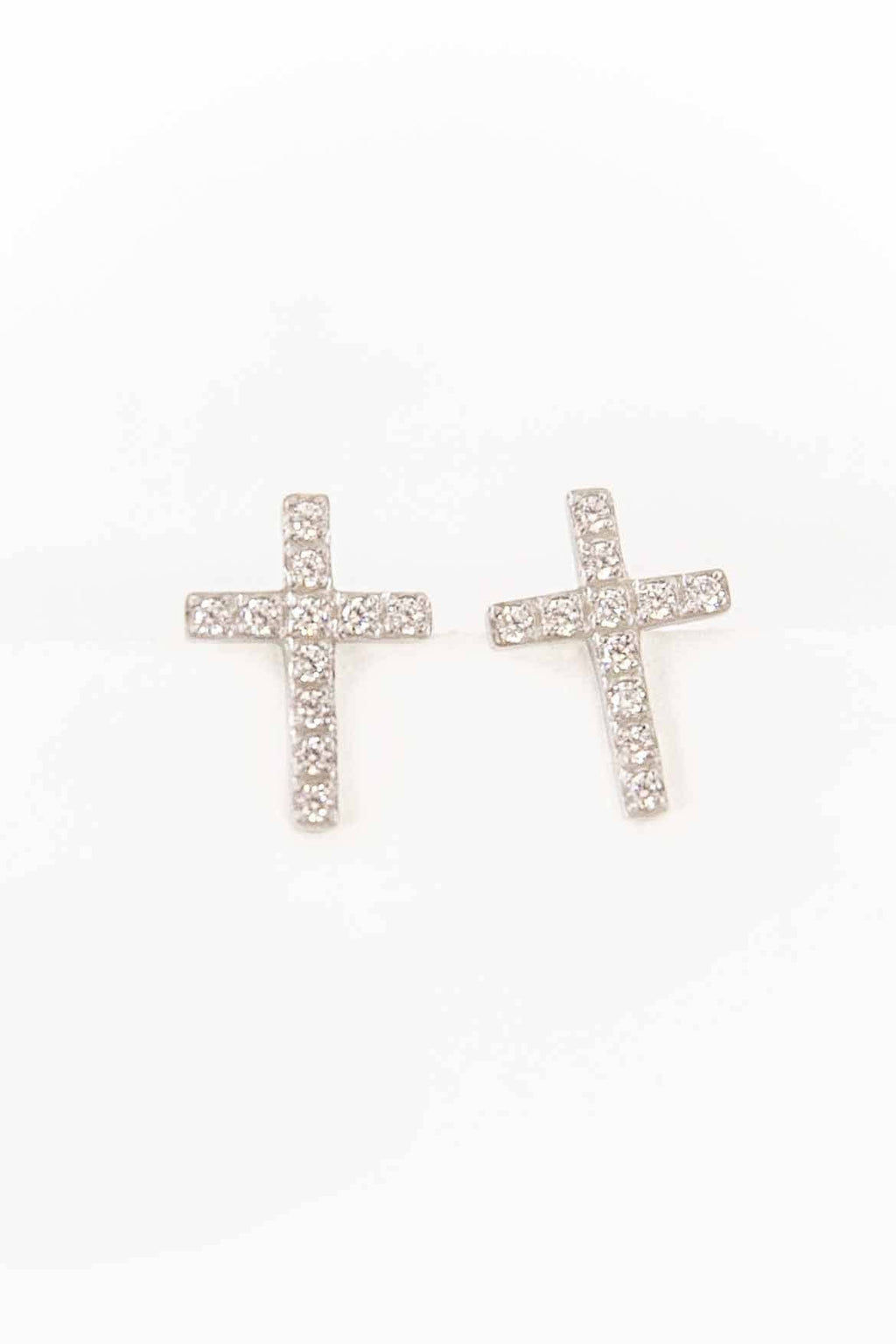 Cross Stud Earrings | Silver