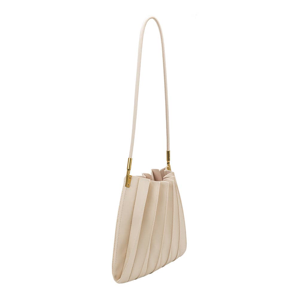 Carrie Ivory Pleated Shoulder Bag