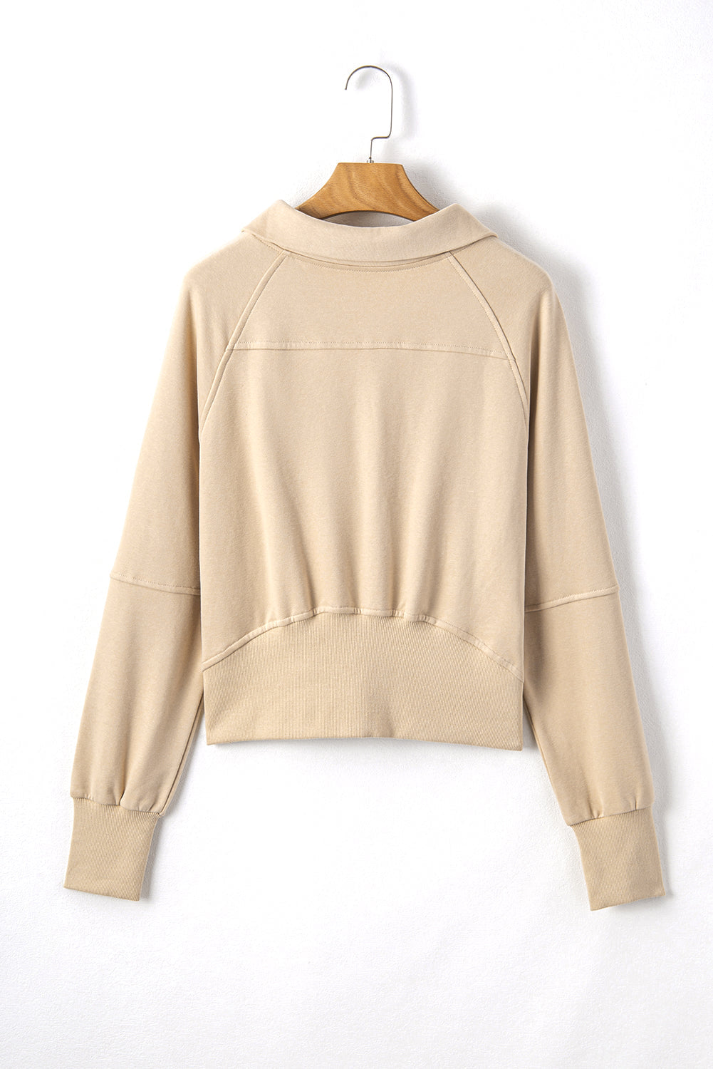 Smoke Green Quarter Zip Stand Neck Kangaroo Pocket Sweatshirt