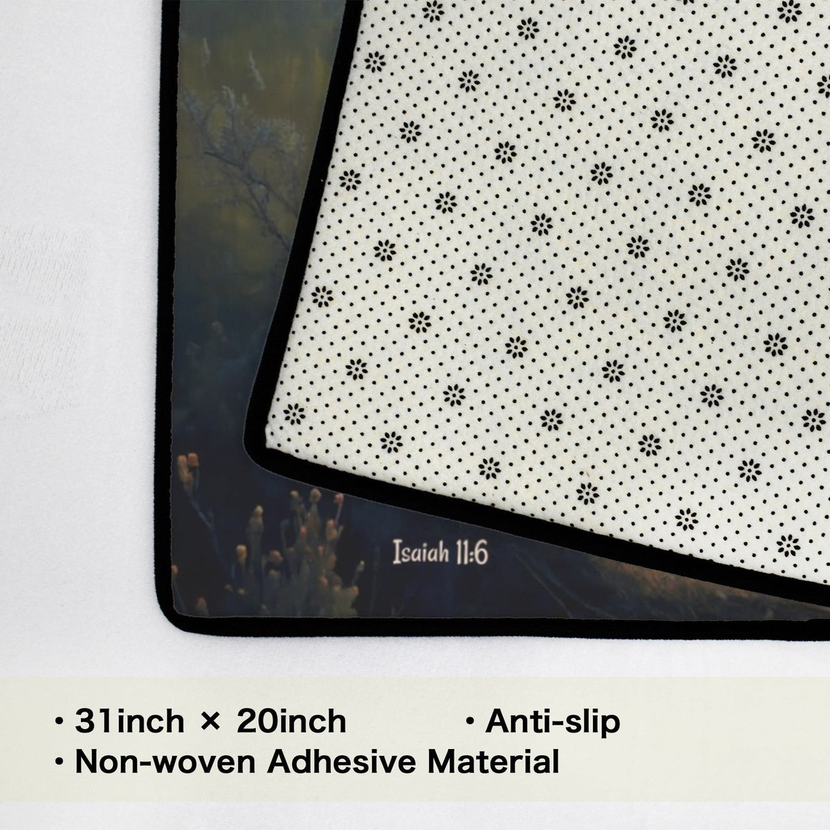 Wolf and Lamb Christian area rug / Mat 31" x 20" (choose from 3 designs) with Black Binding