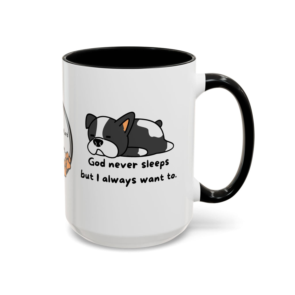 Christian "God never sleeps" 11 oz and 15oz Accent Mug, multiple colors, Christian Mug