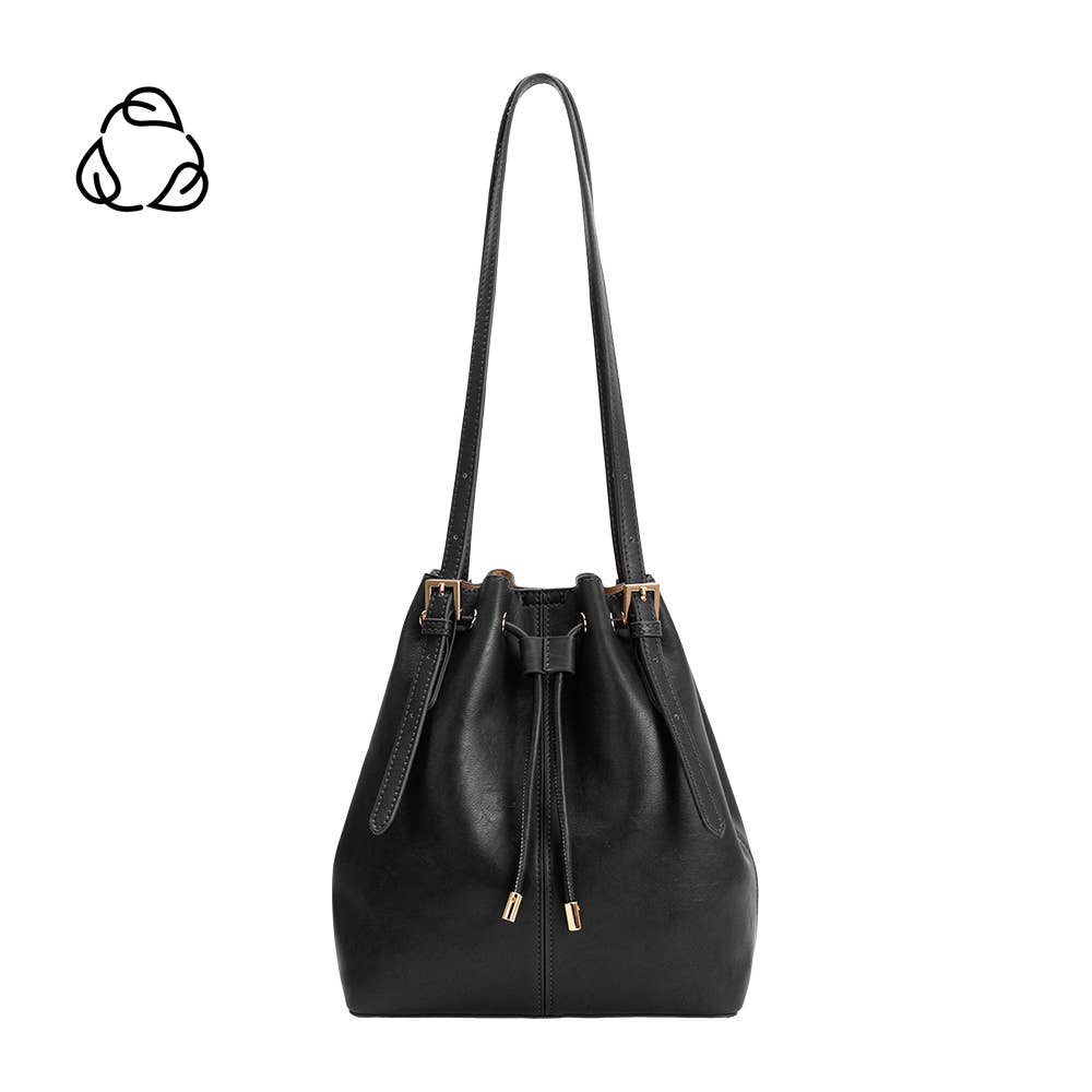 Sally Black Recycled Vegan Leather Shoulder Bag