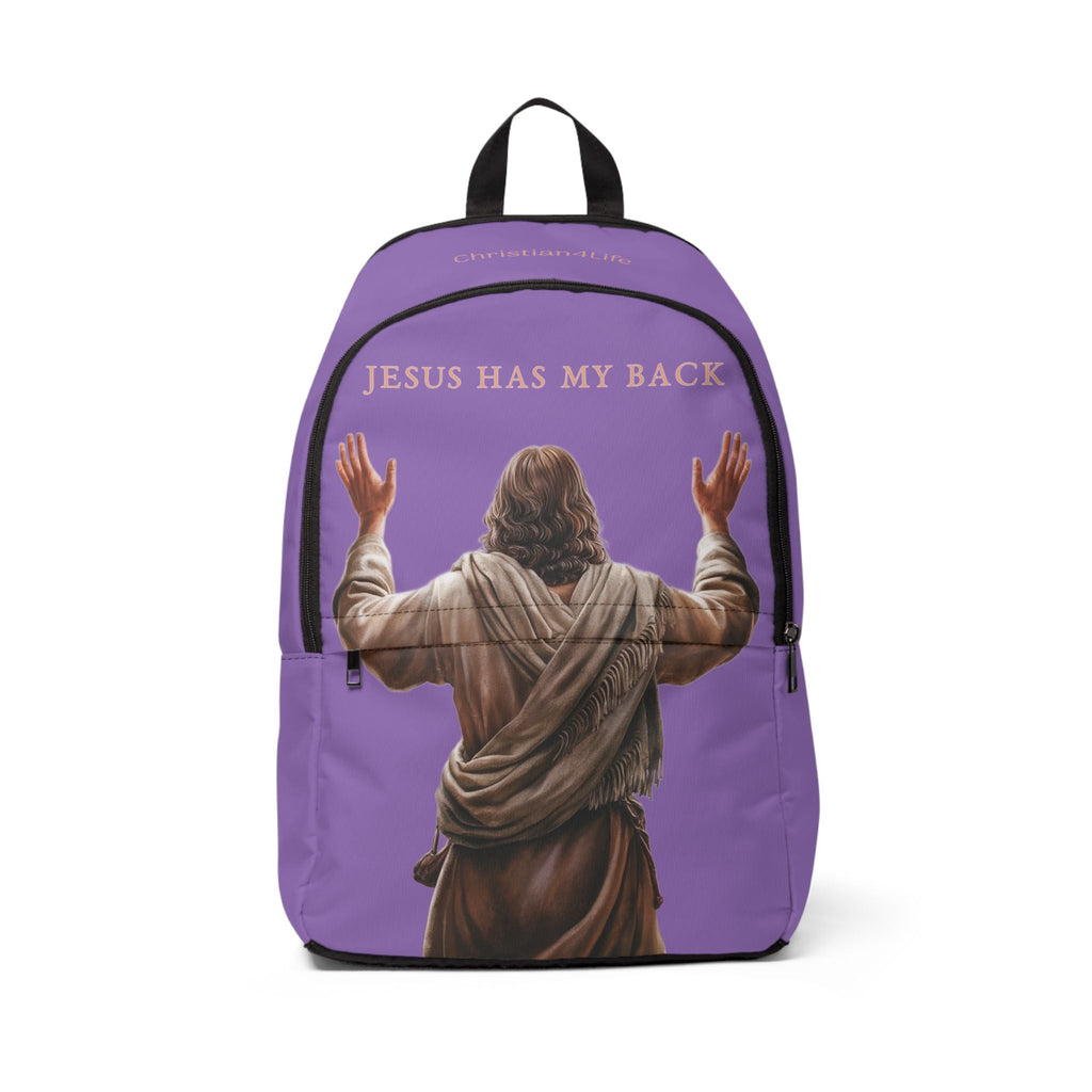 "Jesus Has My Back" Christian Backpack (Choose Purple Shade)