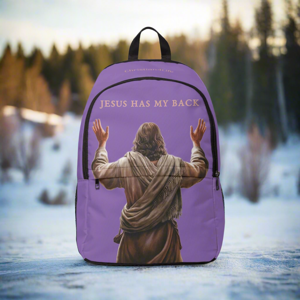 "Jesus Has My Back" Christian Backpack (Choose Purple Shade)