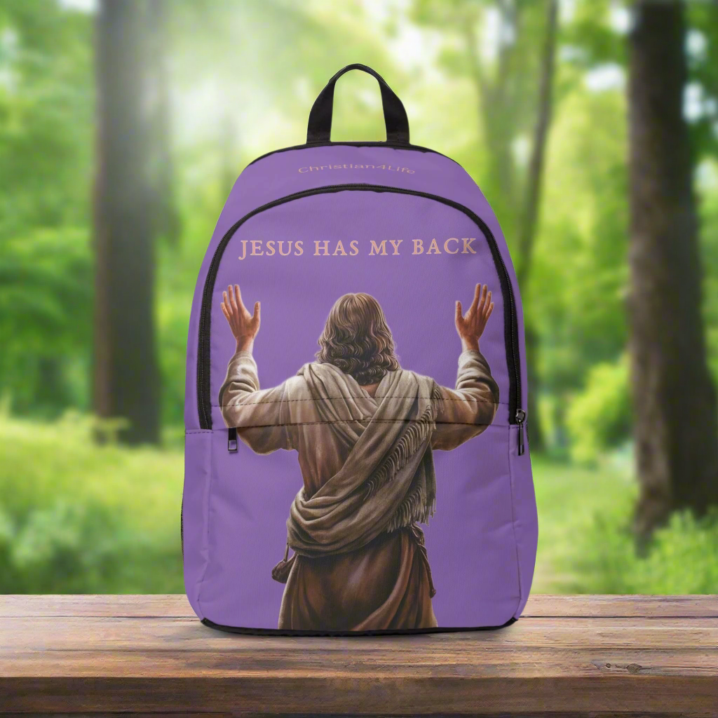 "Jesus Has My Back" Christian Backpack (Choose Purple Shade)