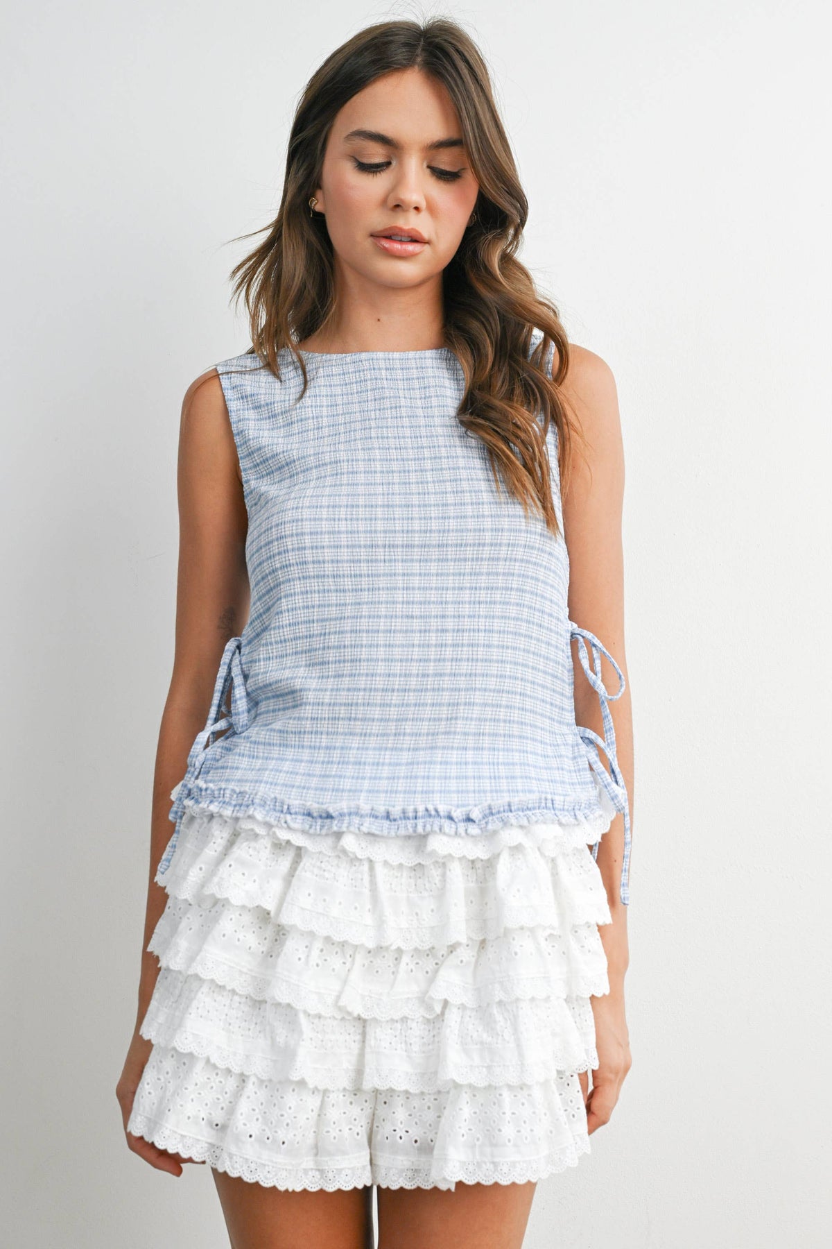 Cordelia Checkered Lace-Up Vest
