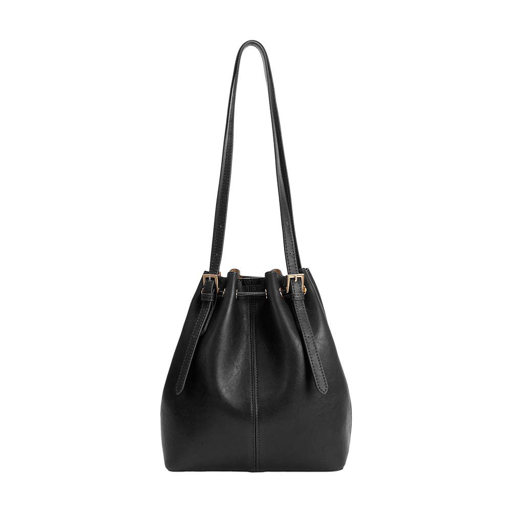 Sally Black Recycled Vegan Leather Shoulder Bag
