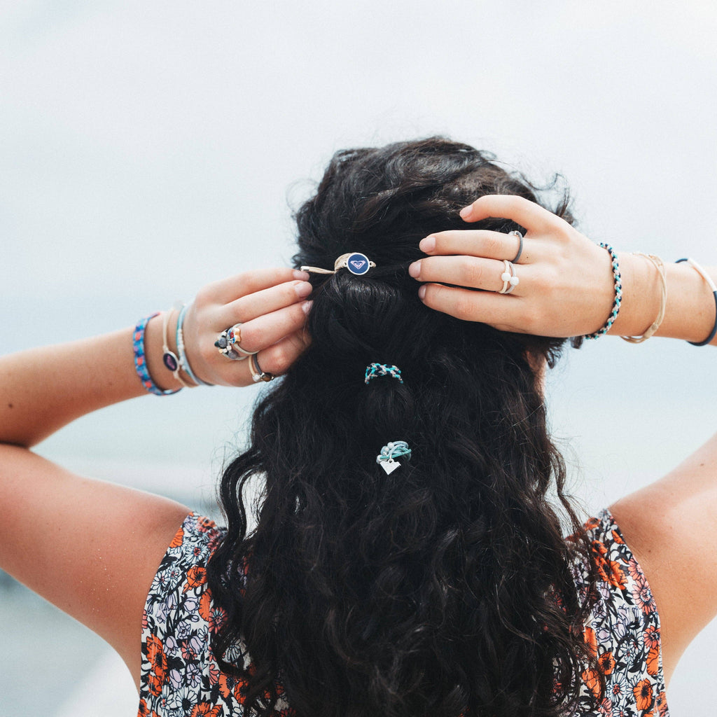 "Roxy Ocean Bloom" Tropical Blues Hair Tie Bracelets