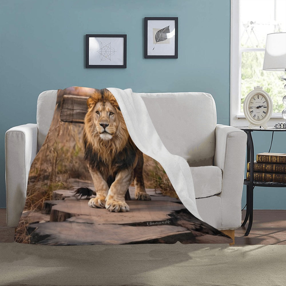 Lion of Judah, Rock and Cross - Ultra-Soft Micro Fleece Blanket (multiple sizes)