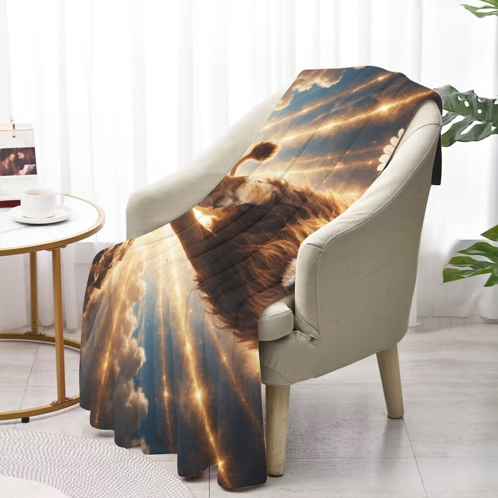 Lion of Judah, Holy Spirit, Clouds and Golden Rays -Ultra-Soft Micro Fleece Blanket (4 sizes)
