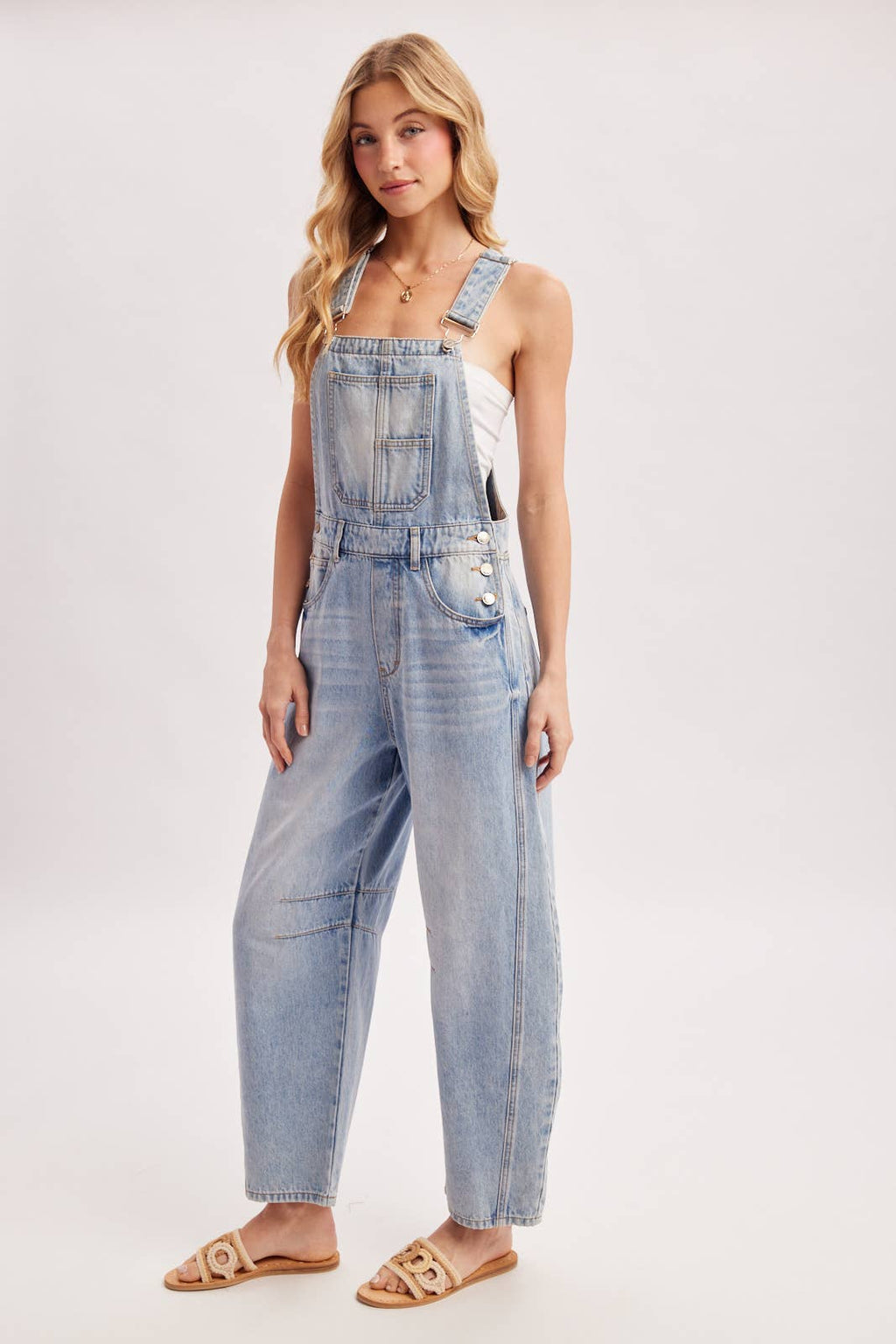 Farrah Denim Barrel Overalls