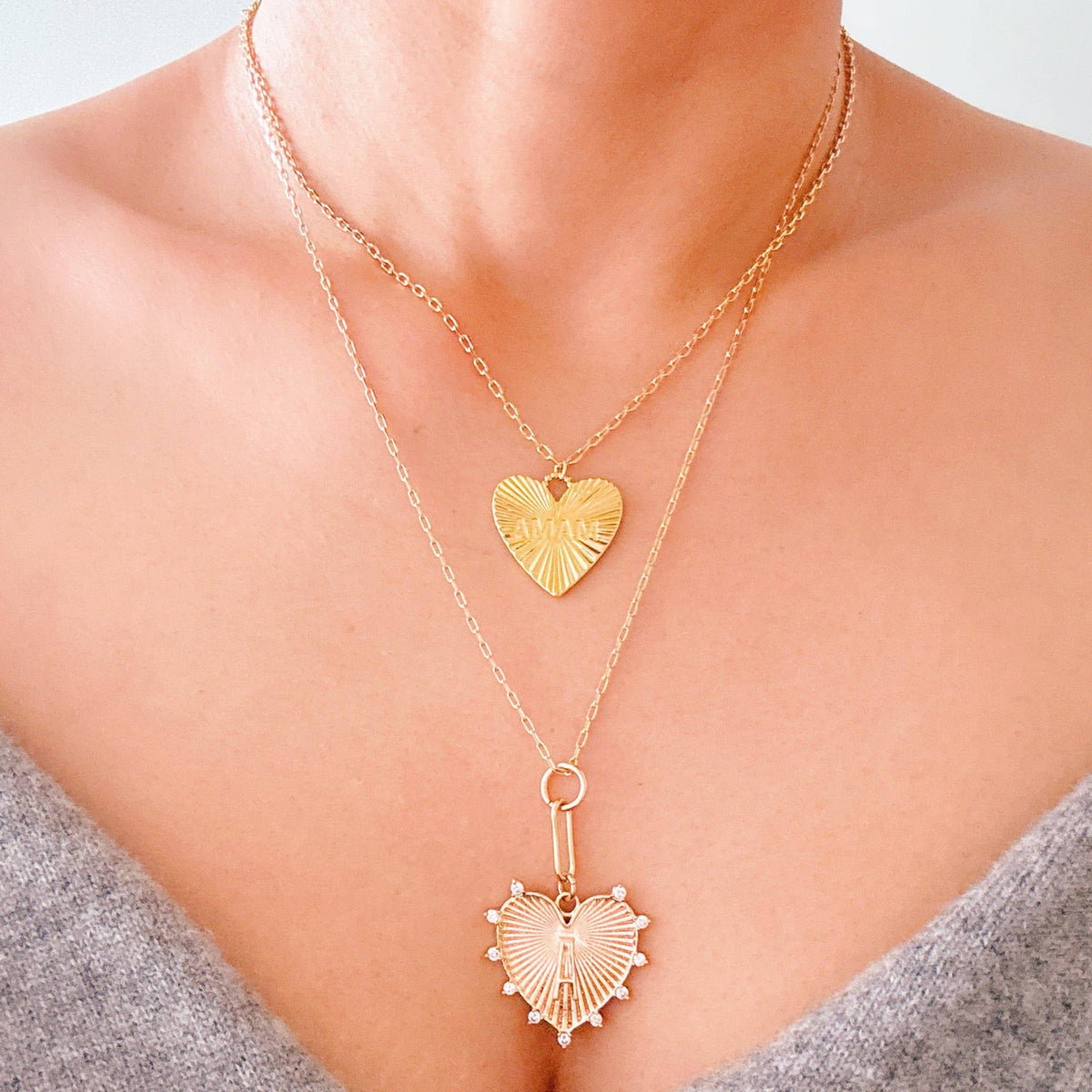 Golden Glow Mama Heart Necklace