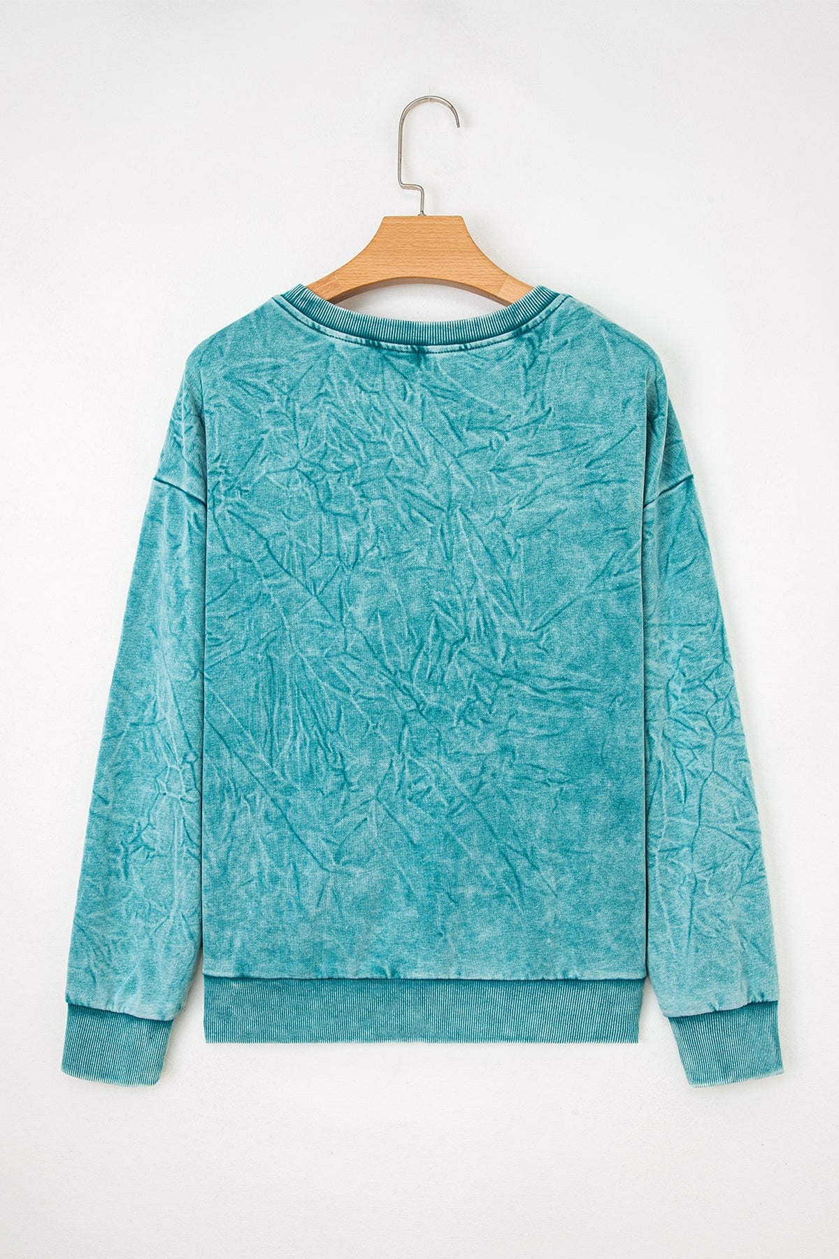 High-rise saved by grace Letter Embroidery Mineral Wash Loose Sweatshirt