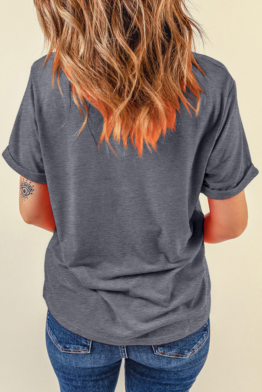 Gray USA Letter Crewneck Tee