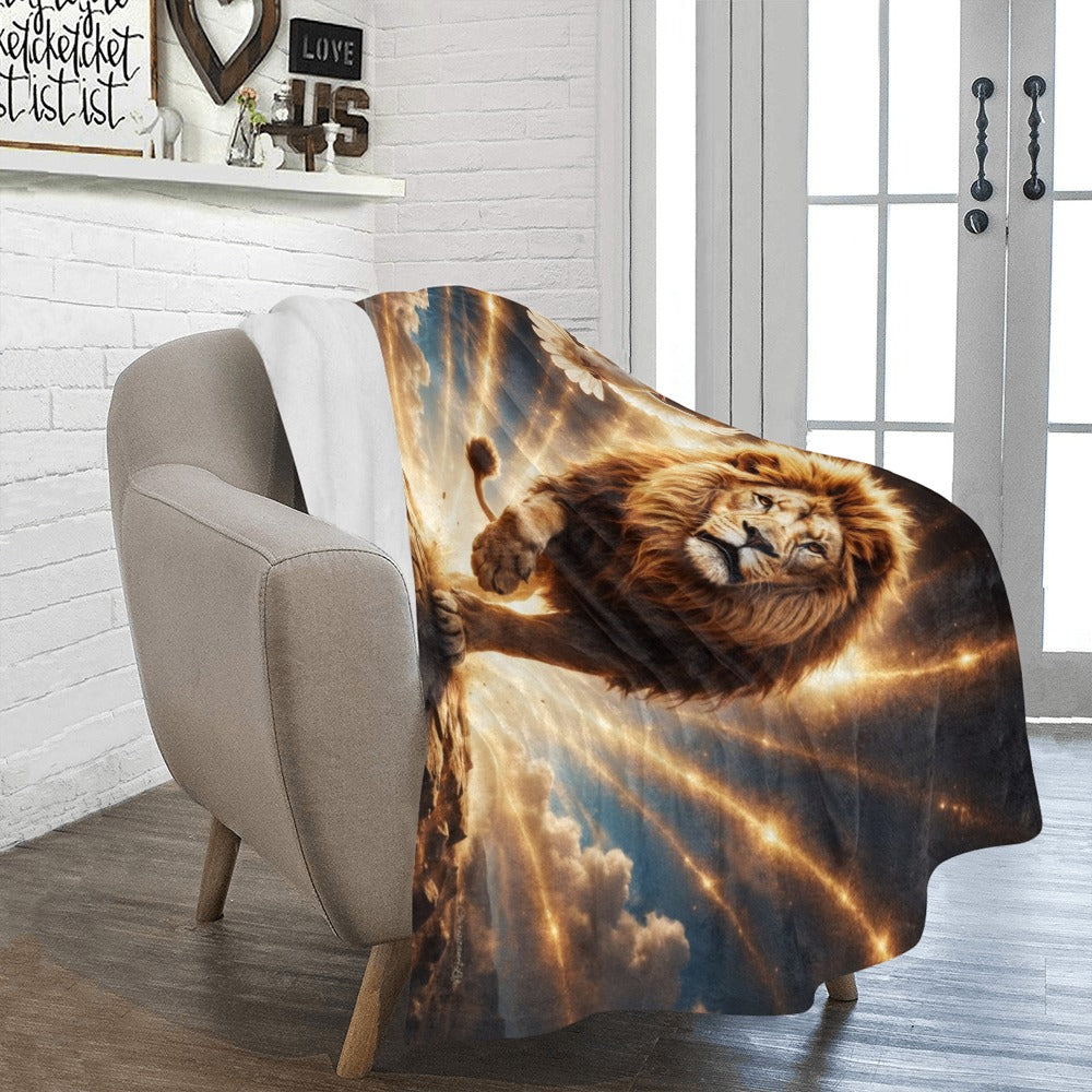 Lion of Judah, Holy Spirit, Clouds and Golden Rays -Ultra-Soft Micro Fleece Blanket (4 sizes)