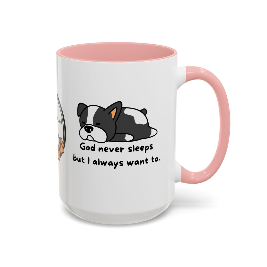 Christian "God never sleeps" 11 oz and 15oz Accent Mug, multiple colors, Christian Mug