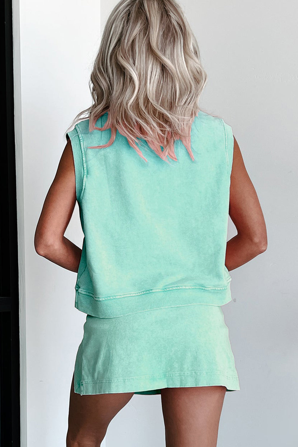 Phalaenopsis Mineral Wash Sleeveless Top and Split Skort Set