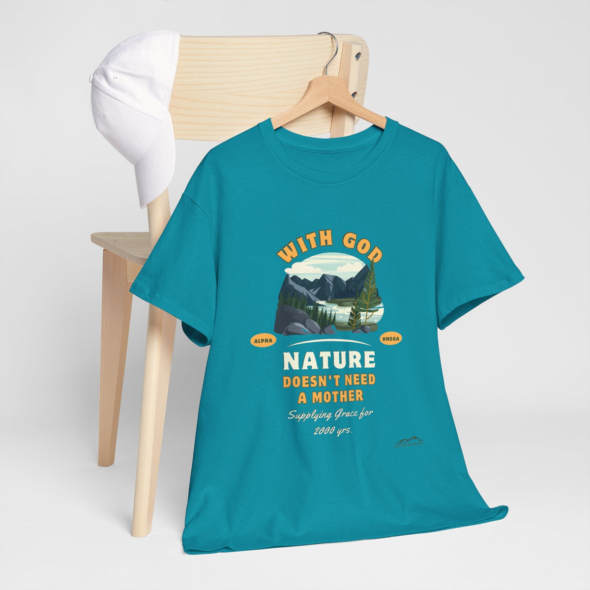 Unisex "With God Nature doesn't need a mother" Heavy Cotton Christian Tee