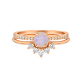 Rose Gold Rainbow Moonstone & Topaz Dancing Fairy Ring Set