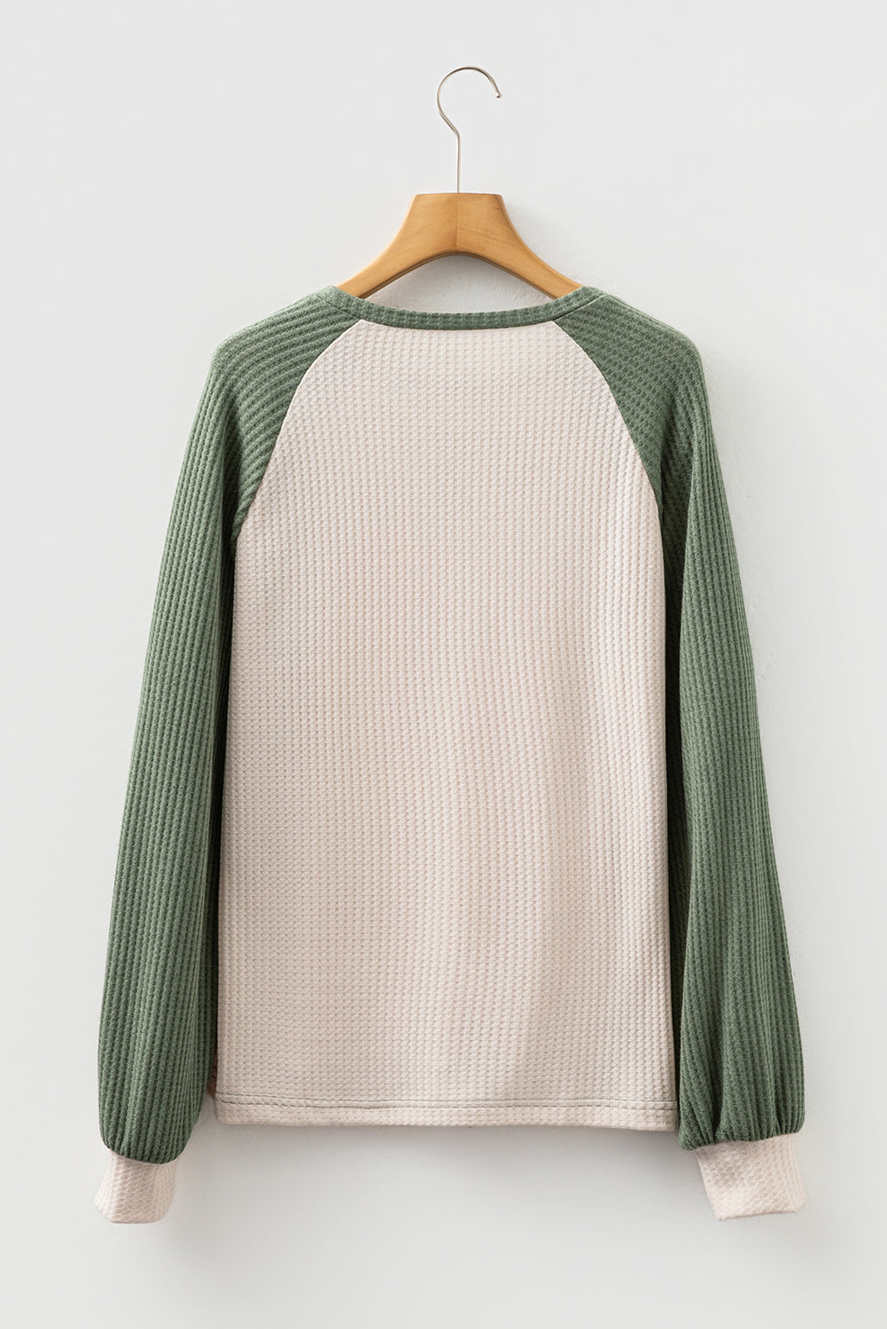Camel Waffle Color Block Raglan Sleeve Top