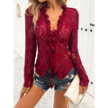 Spring and summer sexy slim long sleeve lace top Clothing Fabric