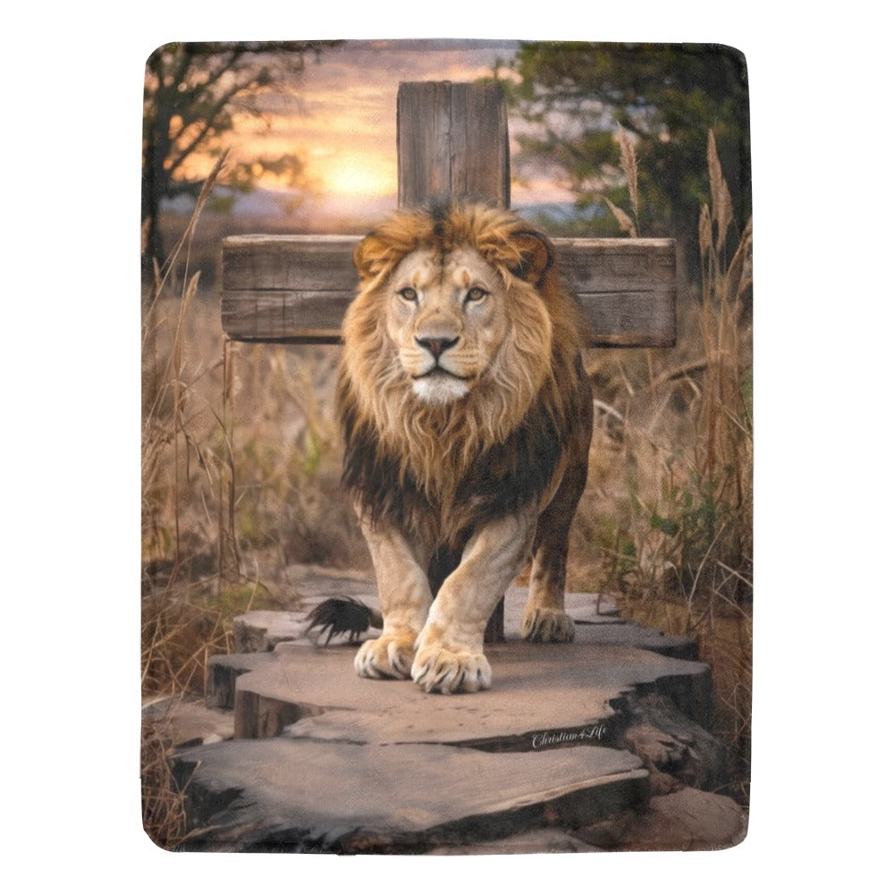 Lion of Judah, Rock and Cross - Ultra-Soft Micro Fleece Blanket (multiple sizes)