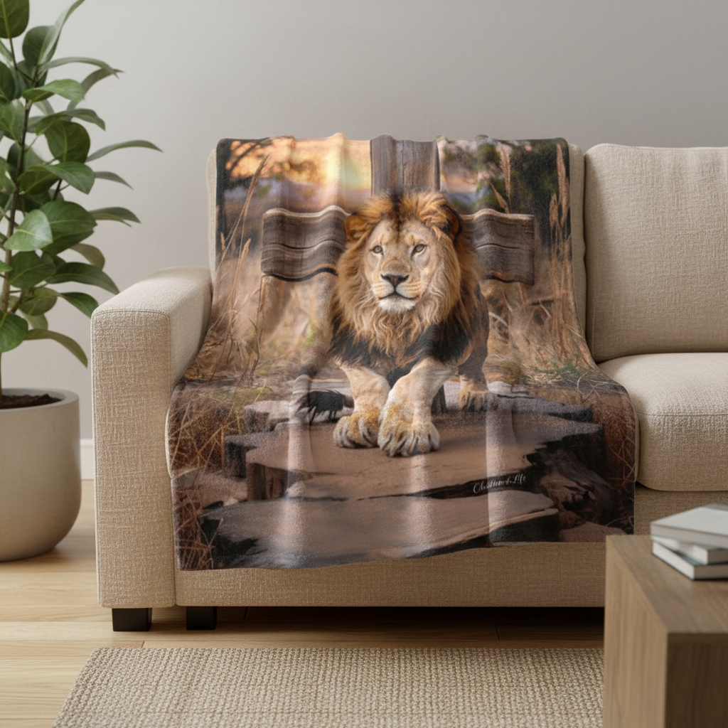 Lion of Judah, Rock and Cross - Ultra-Soft Micro Fleece Blanket (multiple sizes)