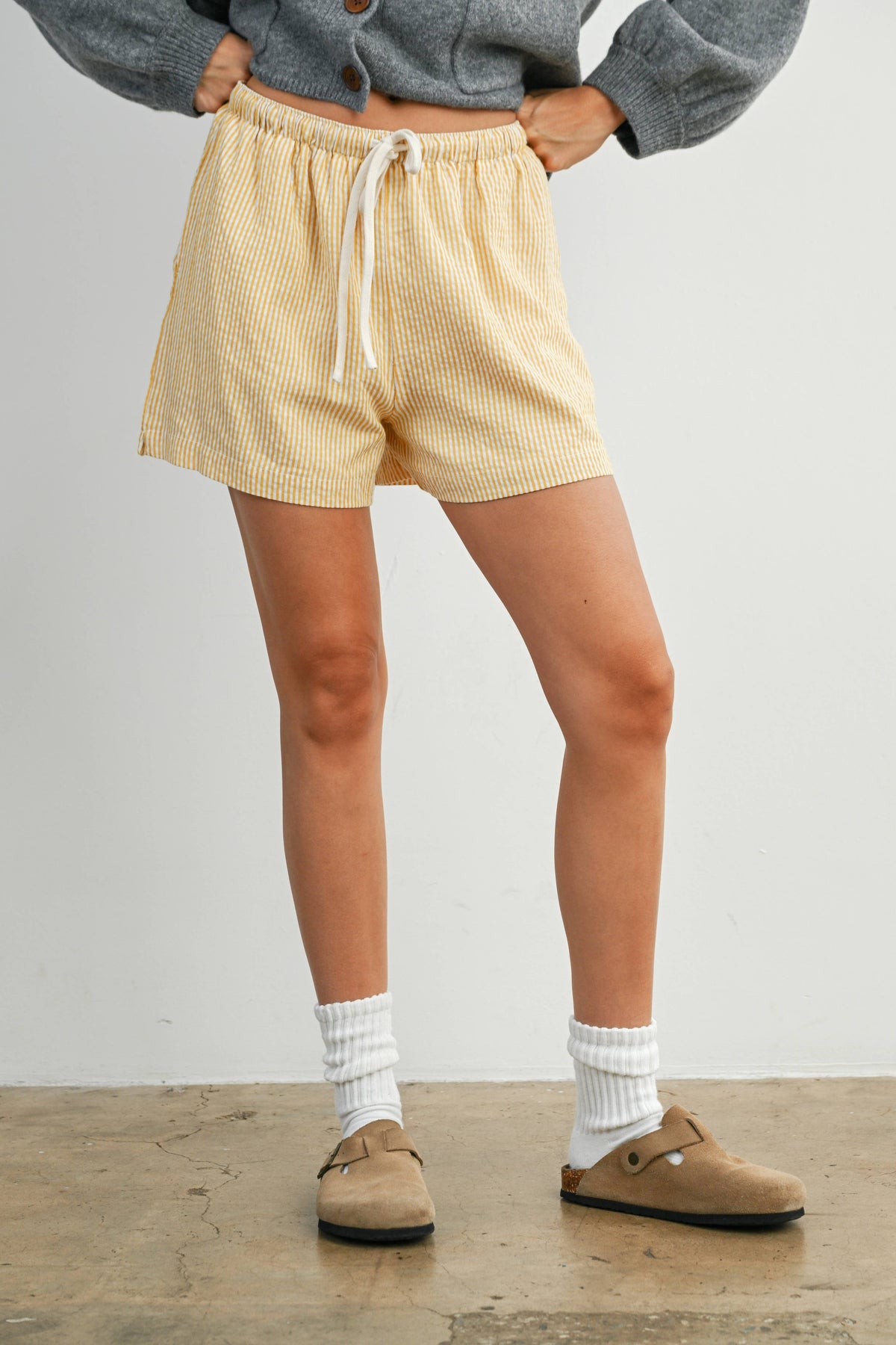 Elodie Striped Drawstring Shorts