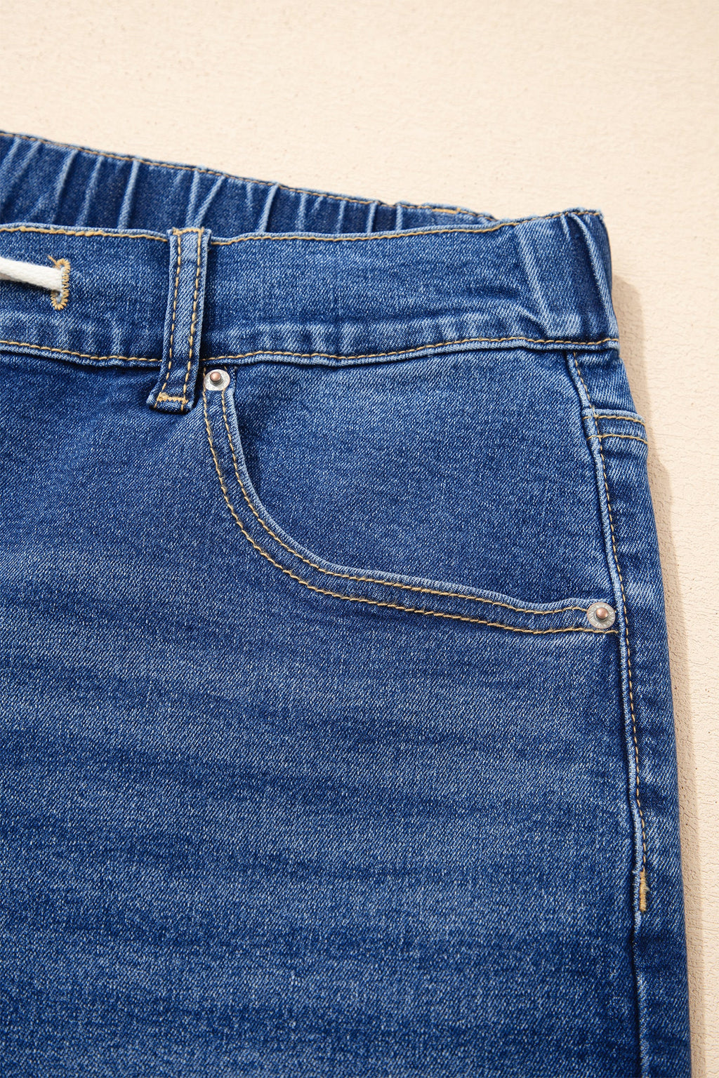Light Blue Acid Wash Contrast Lace-up Plus Size Jeans