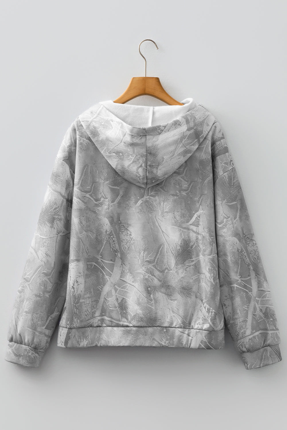 Light Pink Camouflage Woodland Print Oversized Sporty Hoodie