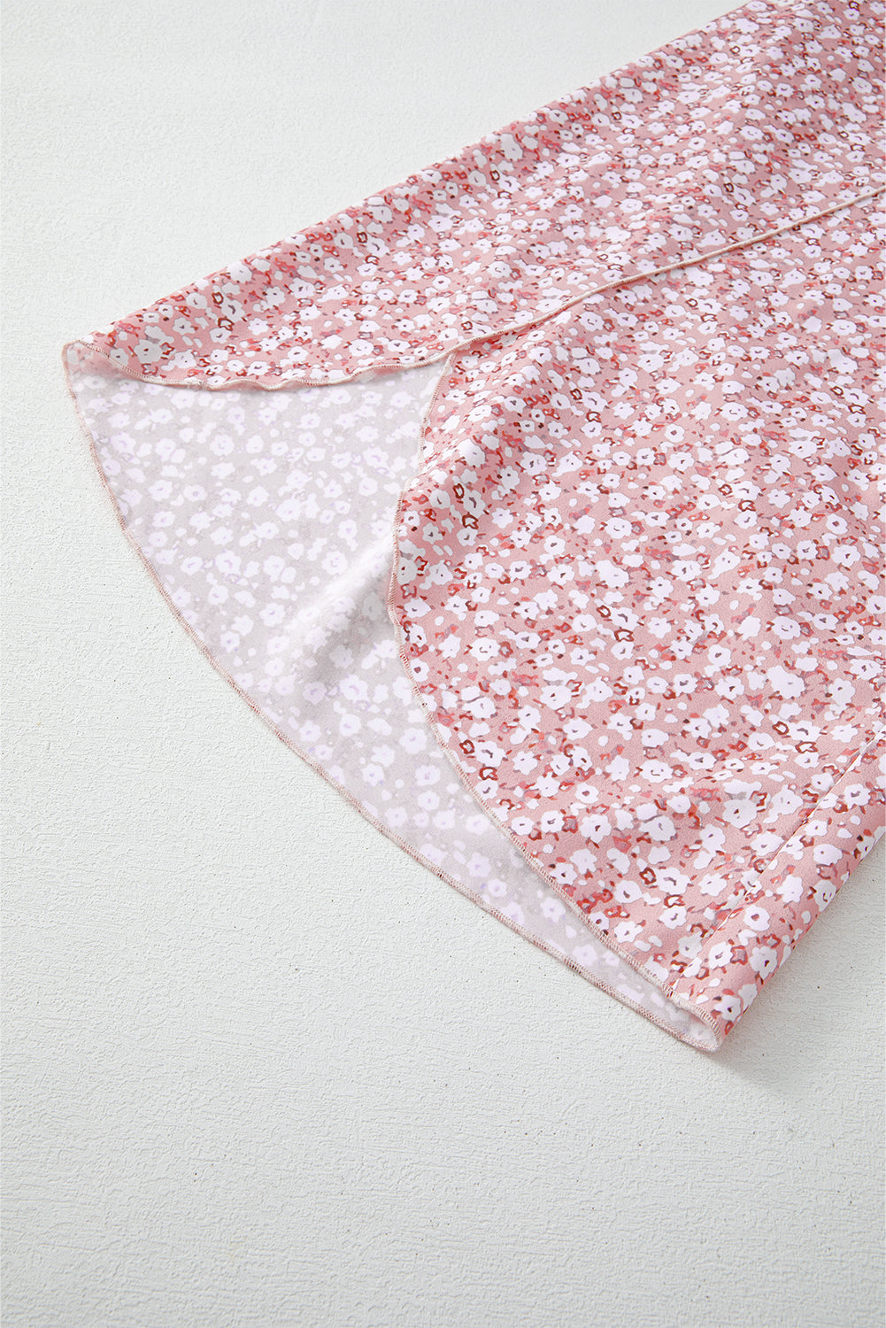 Pink Floral Shirred Side Slit Wide Leg Pants