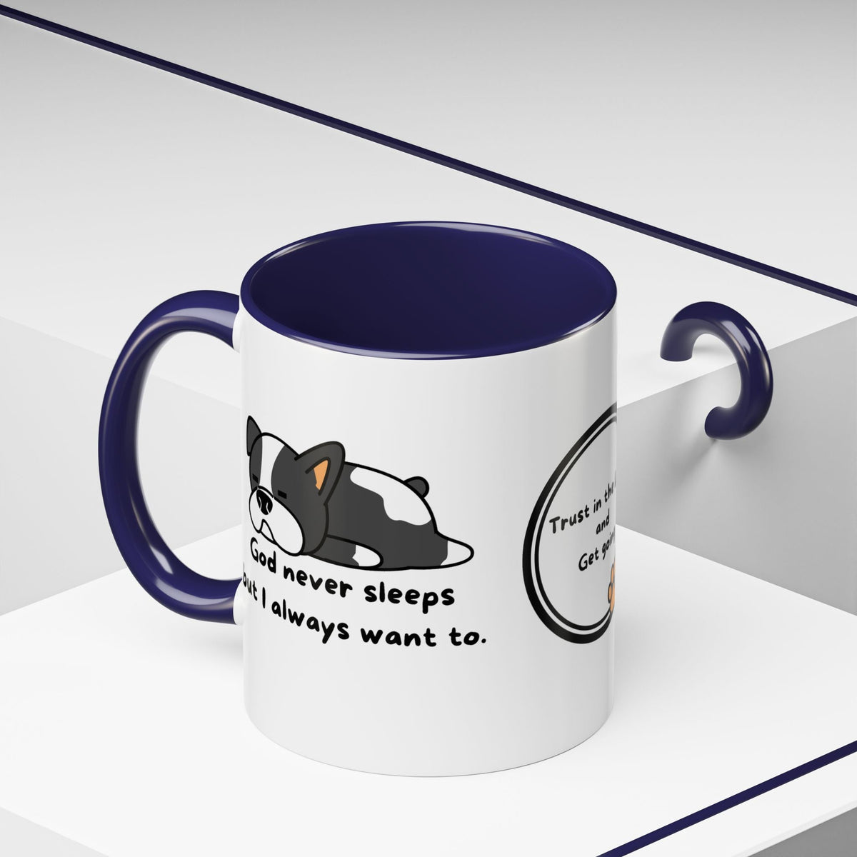 Christian "God never sleeps" 11 oz and 15oz Accent Mug, multiple colors, Christian Mug