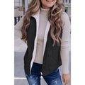 Black Fleece Lined Quilted Zip up Vest Coat Womenswear Tops