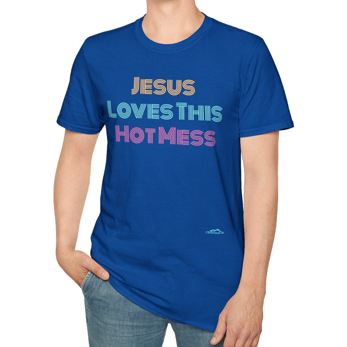 Unisex "Jesus Loves this Hot Mess" Christian Cotton Softstyle T-Shirt