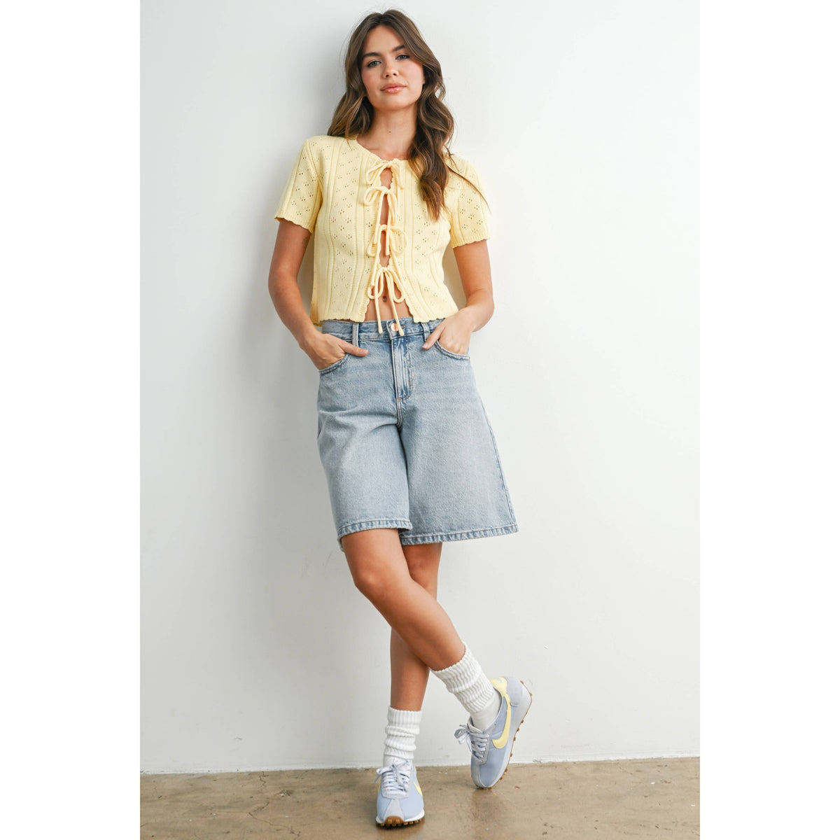 Juliet Scalloped Tie-Front Top