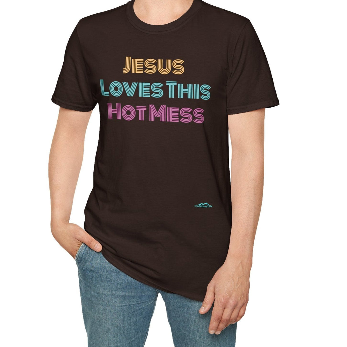 Unisex "Jesus Loves this Hot Mess" Christian Cotton Softstyle T-Shirt