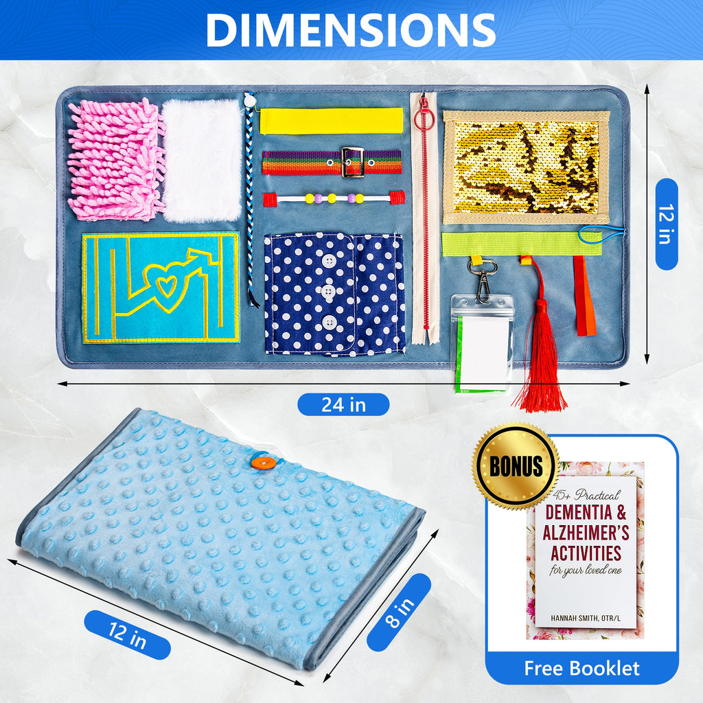 Fidget Blanket for Adults with Dementia & Alzheimer's, sensory activities for dementia patients
