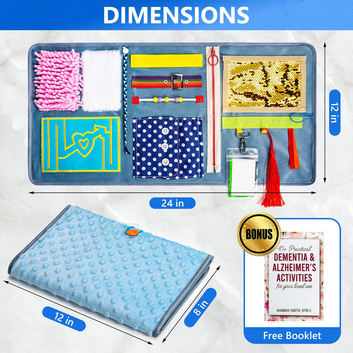 Fidget Blanket for Adults with Dementia & Alzheimer's, sensory activities for dementia patients