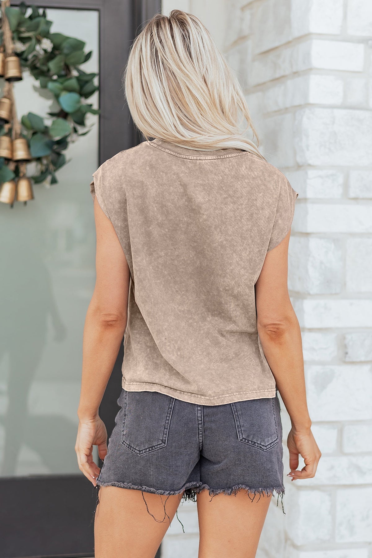 Smoke Gray Cowboy & Beer Western Graphic Mineral Wash Tank Top
