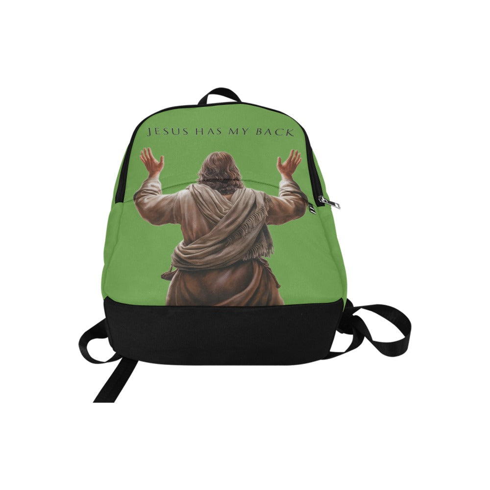 "Jesus Has My Back" Christian Backpack (Choose Green Shade)