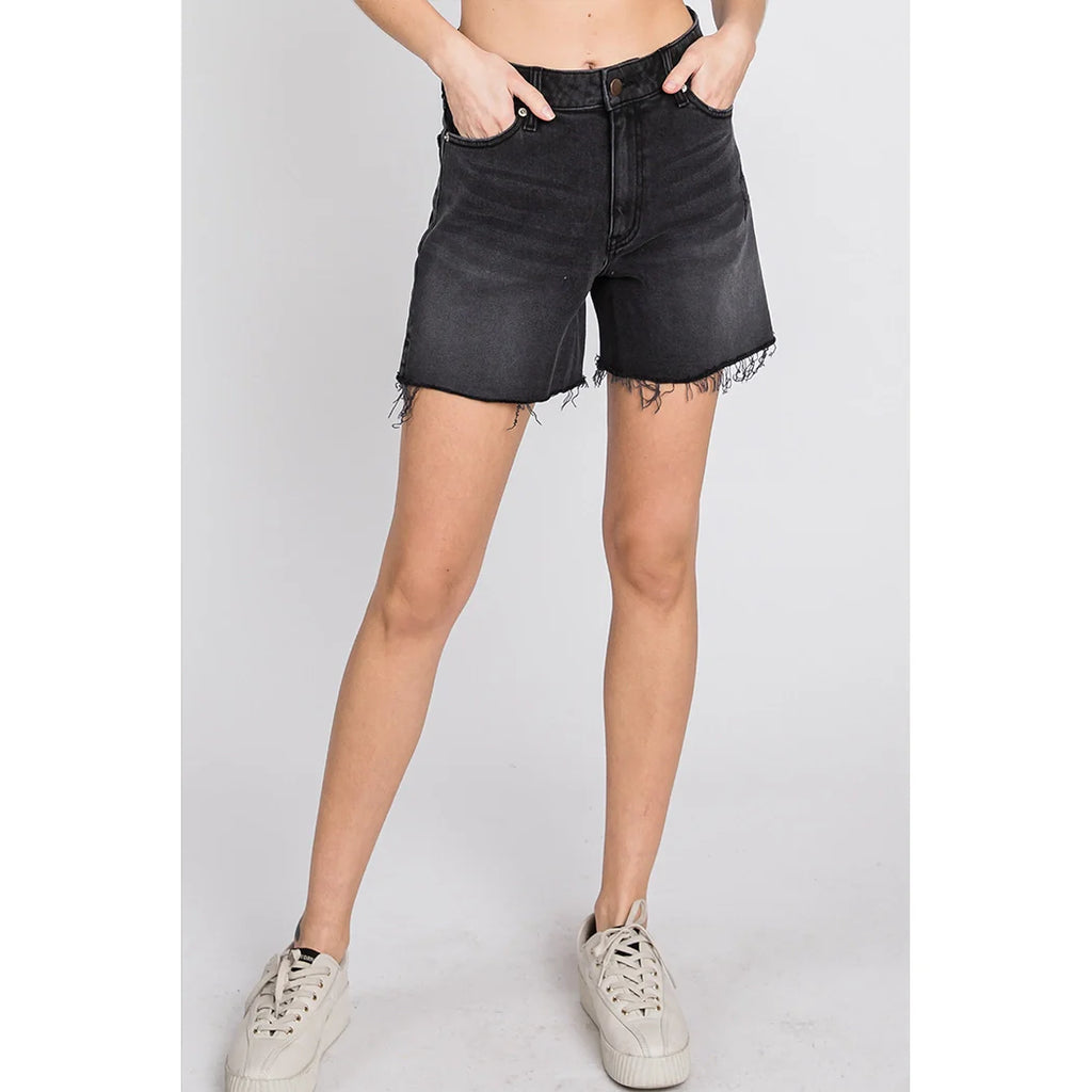 Nicole Washed Black Shorts - L.T.J.